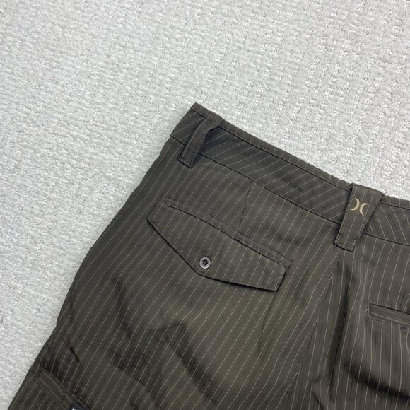 Y2K Hurley Skater Shorts Dark Brown Striped Art Department Men Sz 30 Goth Punk - Picture 12 of 13